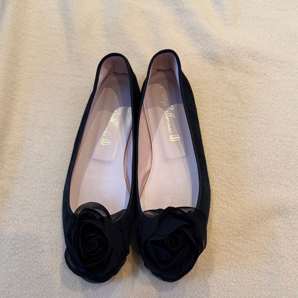 Black Floral Ballet Flats